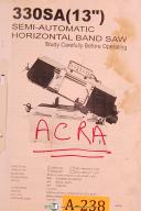 Acra-China-Acra China 330SA 13\", Semi Auto Horizontal Band Saw, Operatons and Parts Manual-13\"-330SA-01